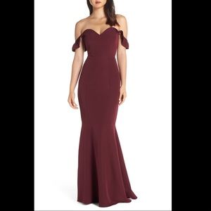 WAYF Gabrielle Strapless Burgundy Trumpet Gown XS